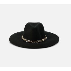 MICHAEL KORS chain detail adjustable women's wool felt fedora hat - Black - M/L